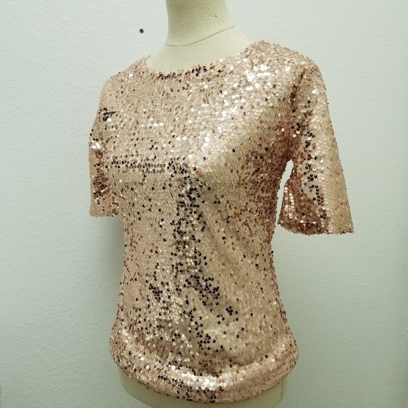 Tops - Sequin Rose Gold Top